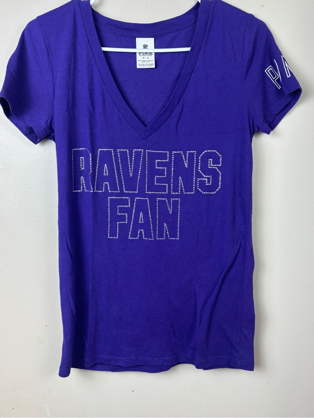 Victoria's Secret Purple V-Neck "RAVENS FAN" Tee